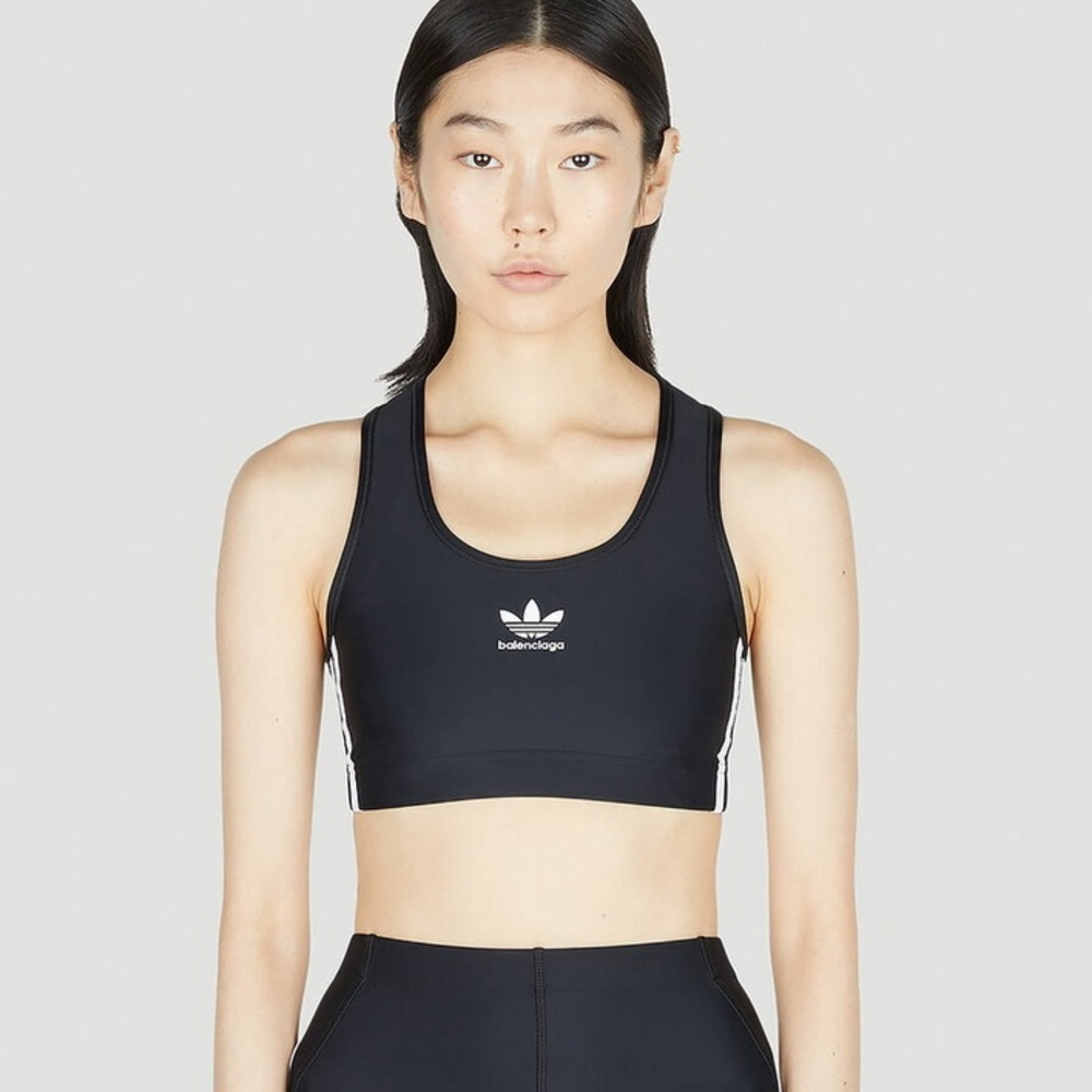 adidas x Balenciaga - Logo Print Sports Bra in Black
